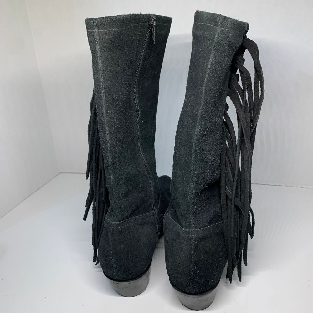 Durango Western Black Suede Fringe Boots Size 7.5 - Picture 4 of 16